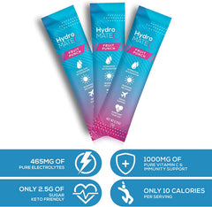 NatureWorks HydroMATE fruit punch easy-dissolve packets for fast hydration.