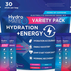 NatureWorks HydroMATE packets front view for quick hydration on the go.