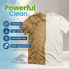 Naturgenix Sodium Percarbonate powder dissolving in water to release oxygen cleaning action