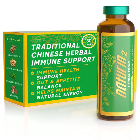 Naturin2 traditional tonic bottle with label, suggesting immune support and daily wellness.