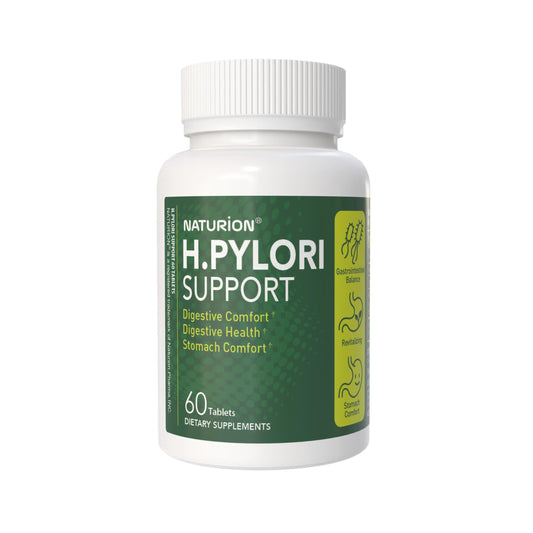 NATURION H. Pylori Support bottle front for daily digestive balance.