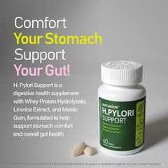 NATURION H. Pylori Support with glass of water illustrating usage.