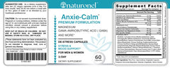 Naturonel Anxie-Calm label detail with dosage and ingredients.