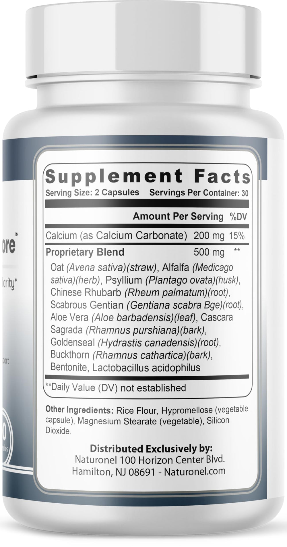 Naturonel Motility Activator Core daily-use setup with glass of water.