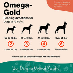 NaturVet Omega-Gold Plus soft chews closeup highlighting palatable, wheat-free treats