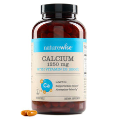NatureWise Calcium + D3 softgels bottle front for bone support.