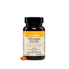 NatureWise D3 + K2 softgels bottle shows bone-support formula