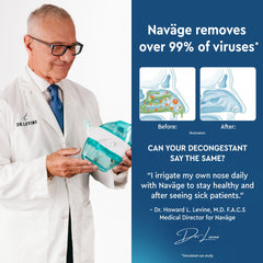 Naväge dual nose docks and pillows provide a comfortable, sealed rinse