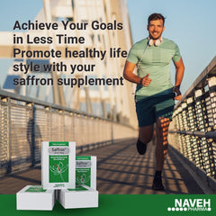 NAVEH PHARMA Saffrox capsules in hand showing compact size.