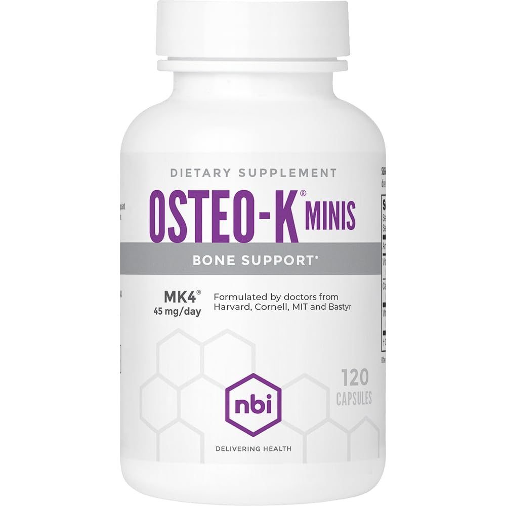 NBI Osteo-K Mini bottle showing daily bone support formula.
