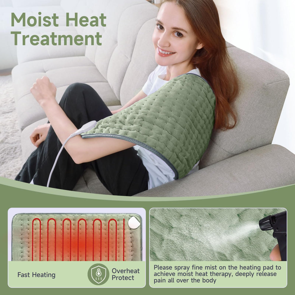 NBKLS heating pad shows six heat settings for customizable warmth