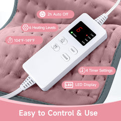NBKLS heating pad showing 6 heat levels for customizable comfort