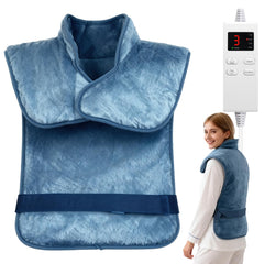 NBKLS large heating pad covering back, neck and shoulders for comforting warmth.