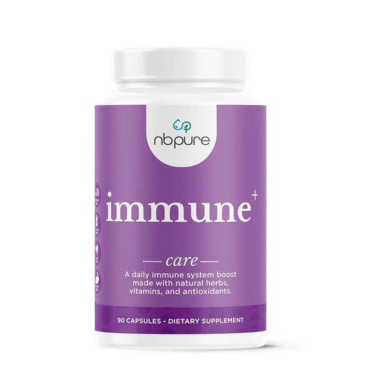 nbpure Immune+ daily immune bottle showing plant-based formula for everyday support