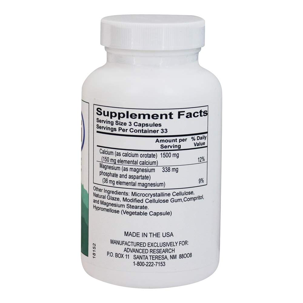 NCI Advanced Research calcium orotate label noting USA-made quality and formula