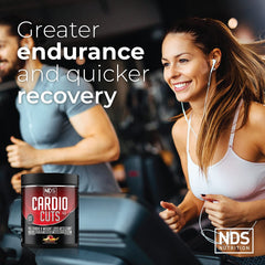 NDS Nutrition Cardio Cuts 4.0 Peach Mango bottle on gym shelf.