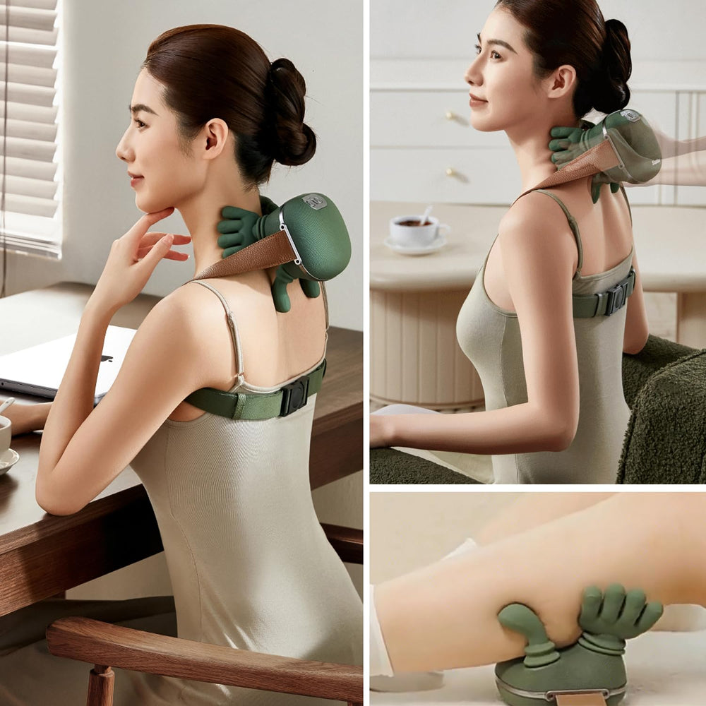 Neck Massager with Heat in compact wireless design for on-the-go relief