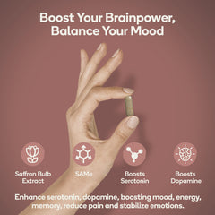 Close-up of Nedley Health Mood tablets showing saffron blend for mood support.