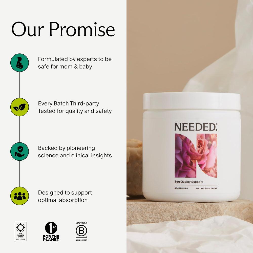 Needed Egg Quality Support ingredients list highlighting Acetyl L-Carnitine ingredient.