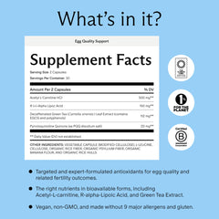 Needed Egg Quality Support capsules close-up highlighting easy-to-swallow form.