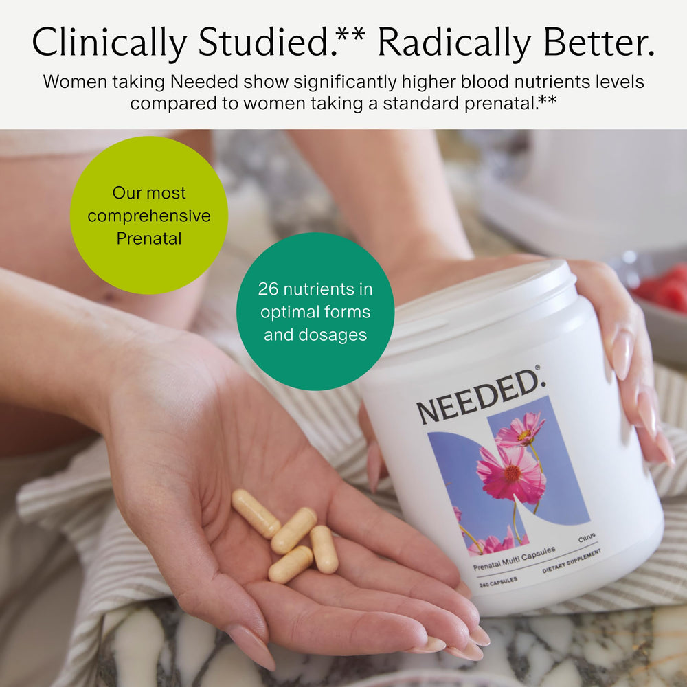 Needed dosing guide image illustrates scalable intake for energy and nutrient absorption.