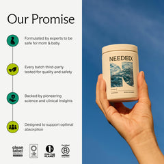Needed Prenatal Omega-3 softgels pictured with a meal for easy daily use.