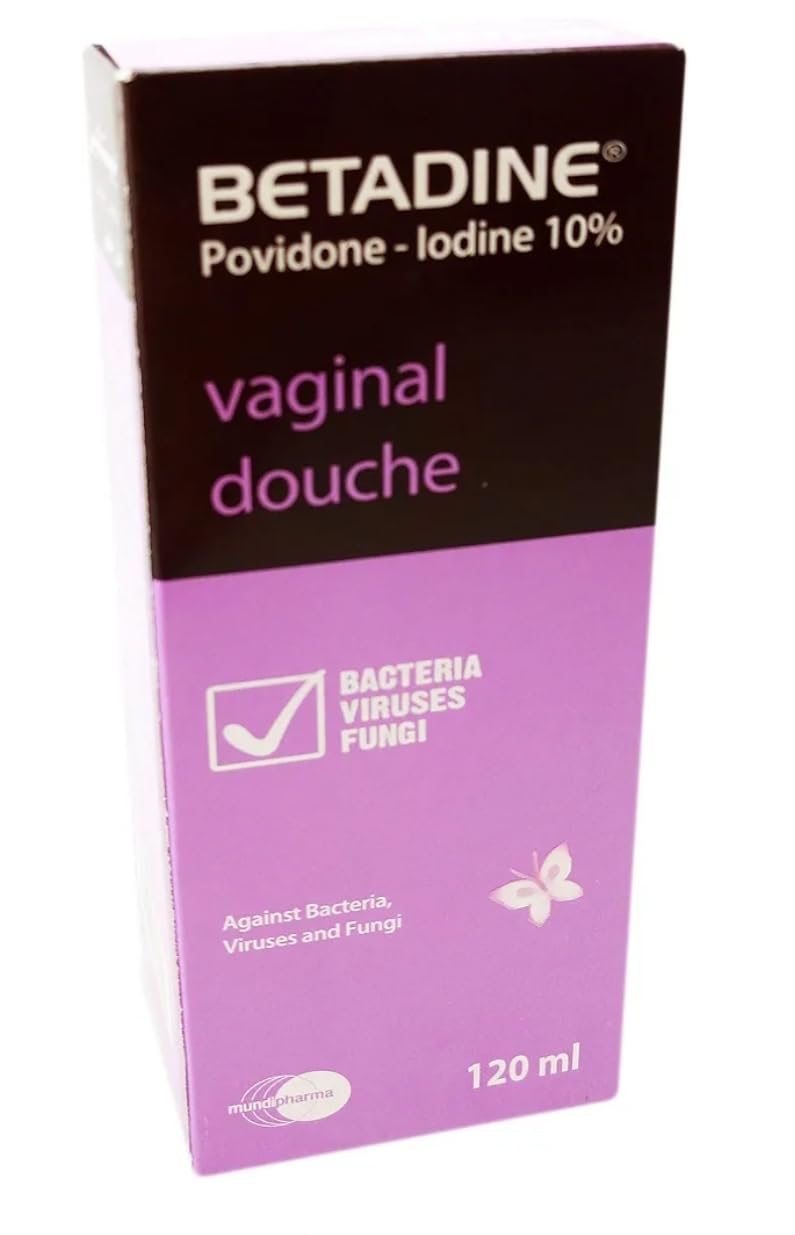 Nefertari Betadine vaginal douche dispensing nozzle for precise application.