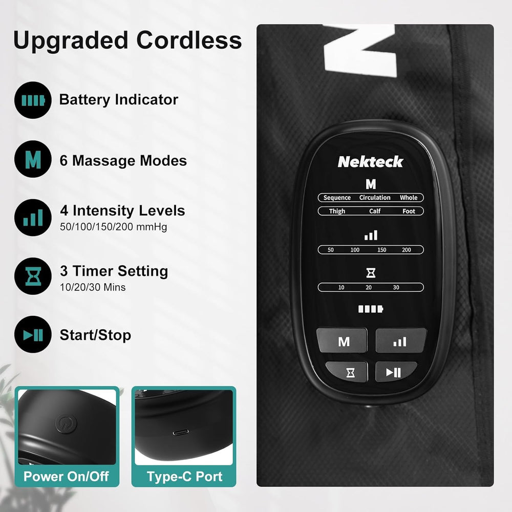 Nekteck four-chamber leg massager delivering targeted compression