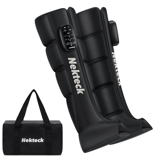 Nekteck leg compression massager in box, portable and travel-friendly packaging