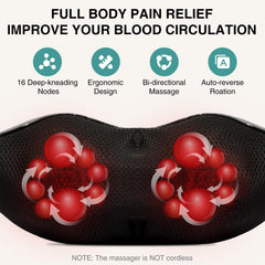 Nekteck Shiatsu Neck Massager nodes close-up with 16 deep-kneading points for tension release.