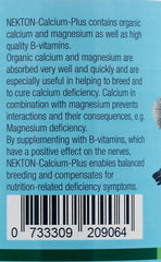 Nekton Calcium-Plus jar displaying magnesium and B vitamins benefits.