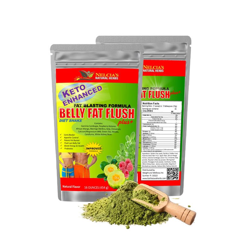 NELCIA'S NATURAL HERBS Belly Fat Burner bottle close-up, featuring raspberry ketones for metabolism support.