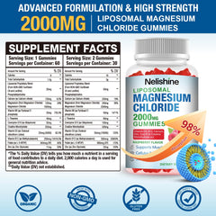 Nelishine liposomal magnesium gummies closeup showing raspberry flavor and texture
