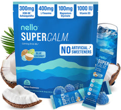 Nello SuperCalm blue coconut packet for on-the-go relaxation