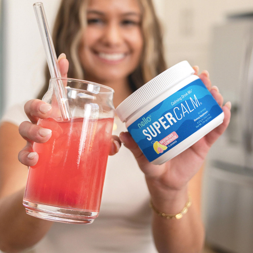 Nello Supercalm close up label emphasizing non GMO and no sugar
