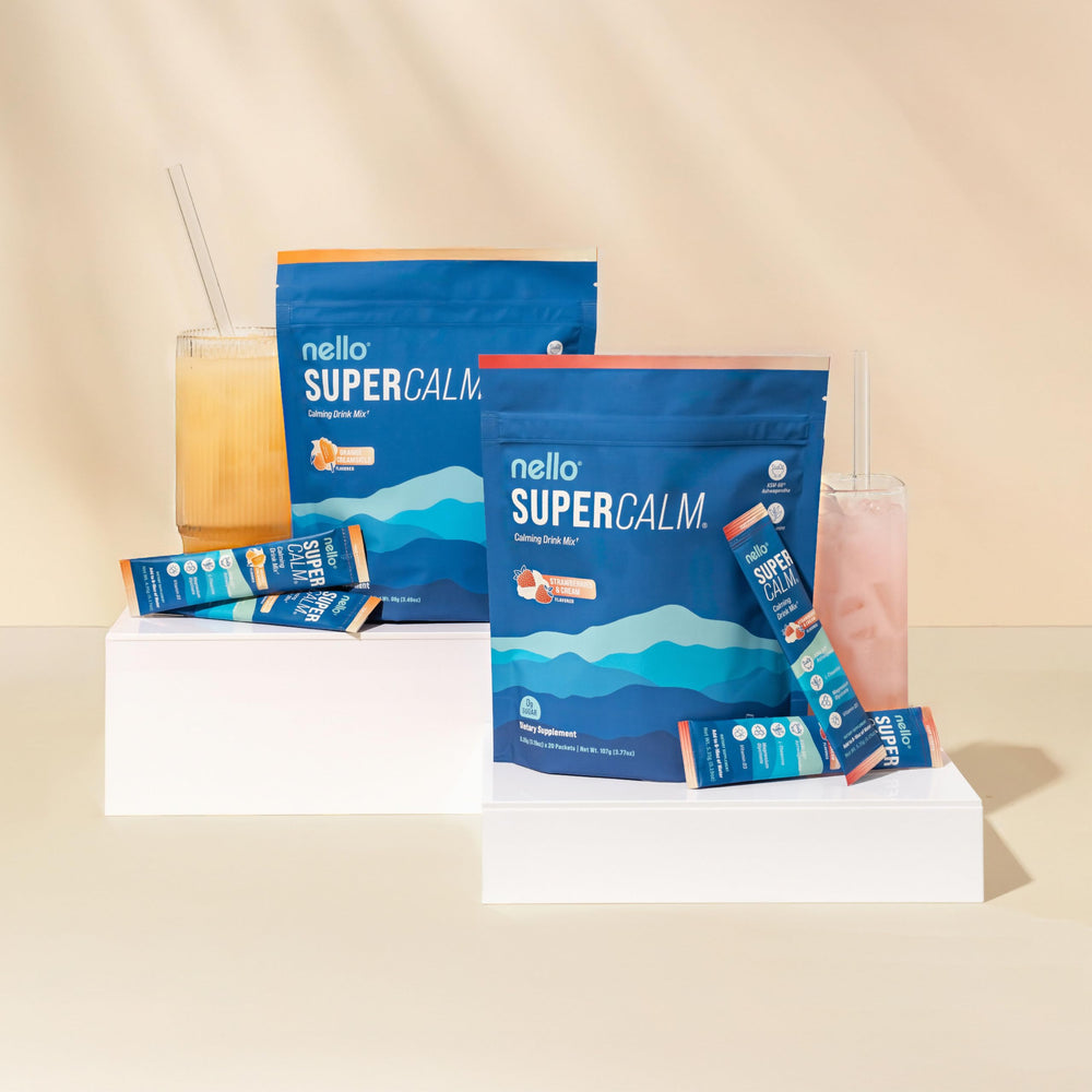 Nello SuperCalm L-Theanine graphic indicating calm focus.