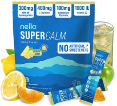 Nello SuperCalm lemon lime packet on-the-go for easy relaxation and focus.
