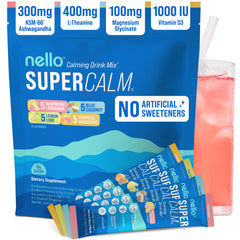 Nello SuperCalm raspberry lemonade packets for on-the-go relaxation and focus.