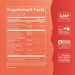 Nello Superfocus ingredients include Alpha-GPC, Lion’s Mane, Rhodiola for mental clarity.