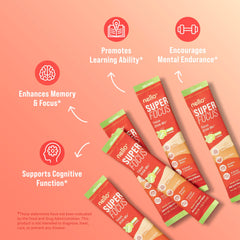 Nello Superfocus Mojito packet dissolving for a quick, sugar-free mental boost.