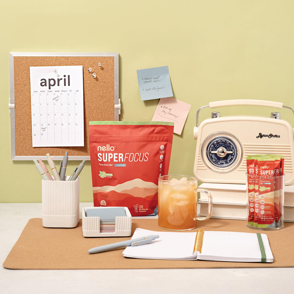 Nello Superfocus on-the-go packets ideal for quick study or work sprints.