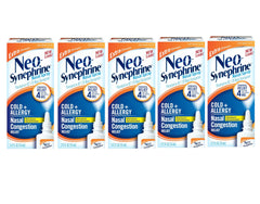 Neo-Synephrine nasal spray bottle compact travel-friendly design for on-the-go use.