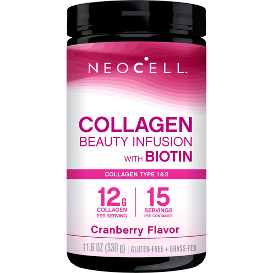 NeoCell Beauty Infusion cranberry bottle shown for everyday beauty hydration.