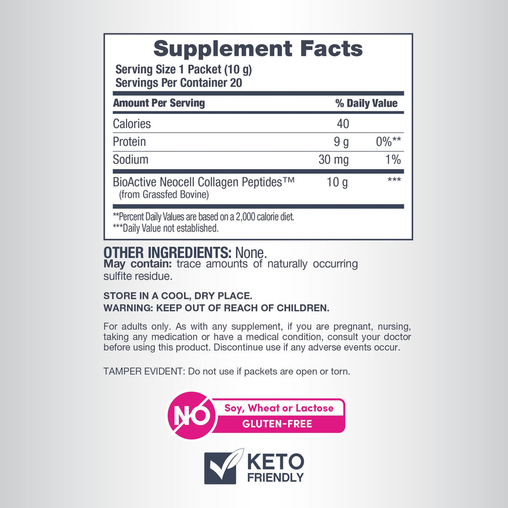 NeoCell grass-fed source badge highlights high quality collagen sourcing.