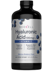 NeoCell Hyaluronic Acid Berry Liquid bottle emphasizes daily skin hydration support