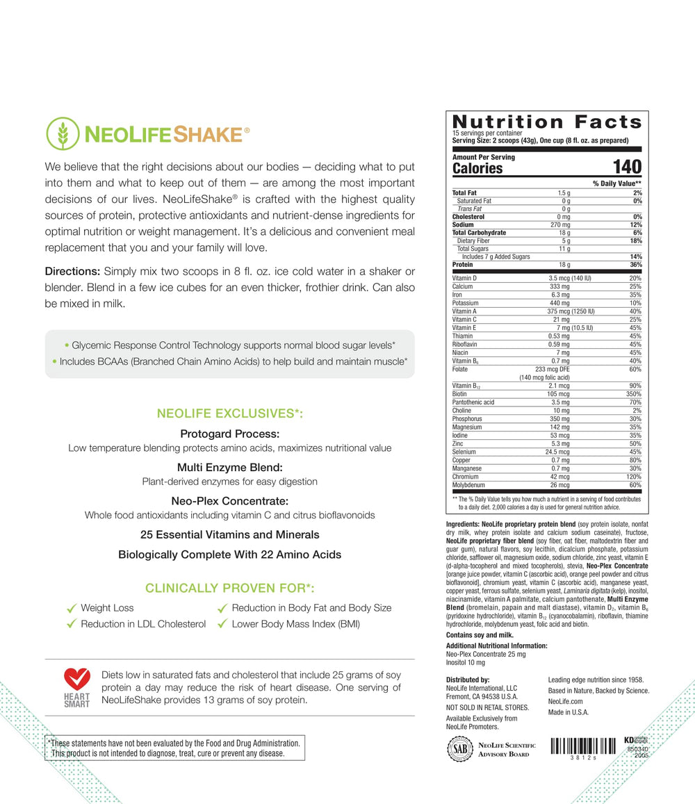 NeoLifeShake packaging displays creamy vanilla flavor.