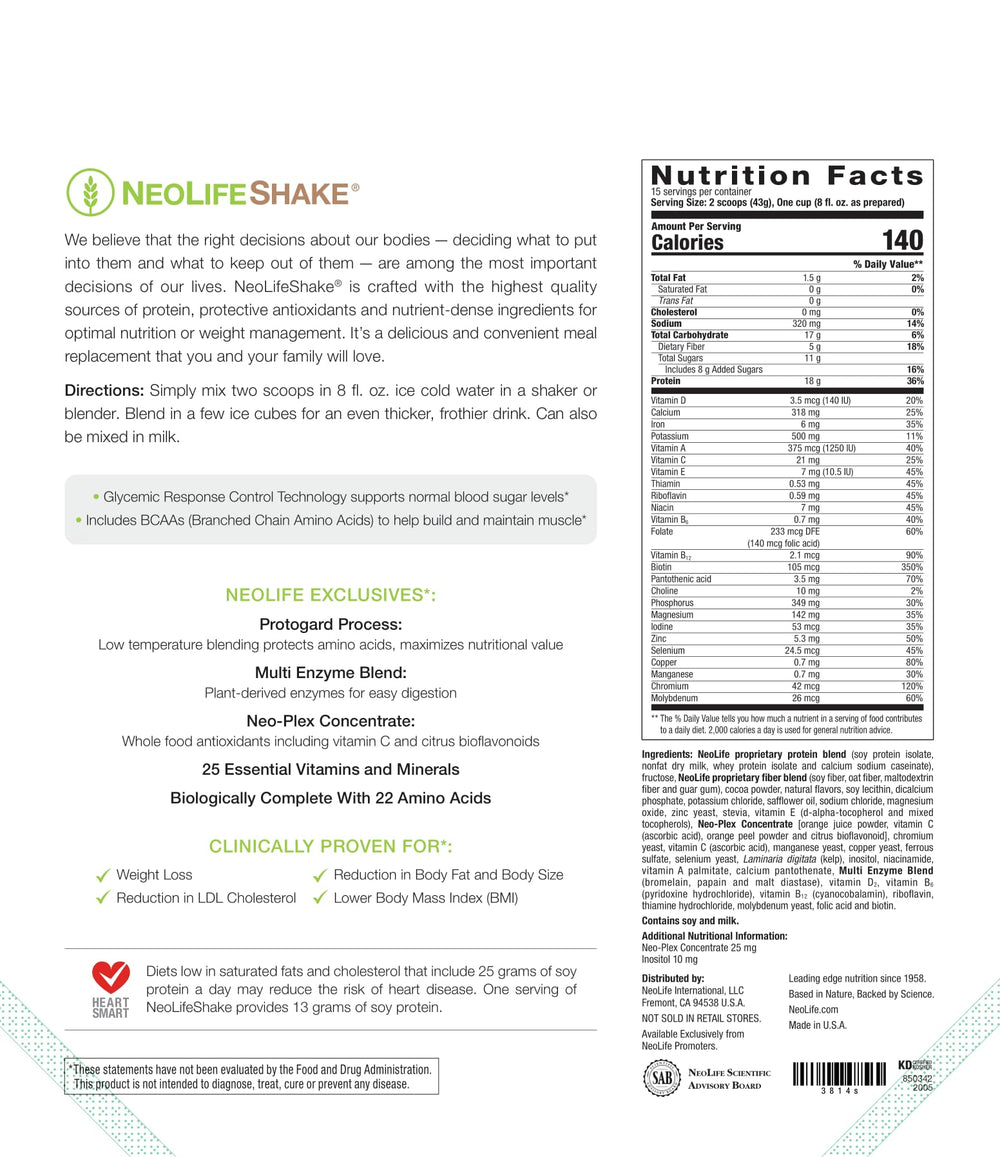 NeoLifeShake glass with ice demonstrates creamy shake with water or milk.