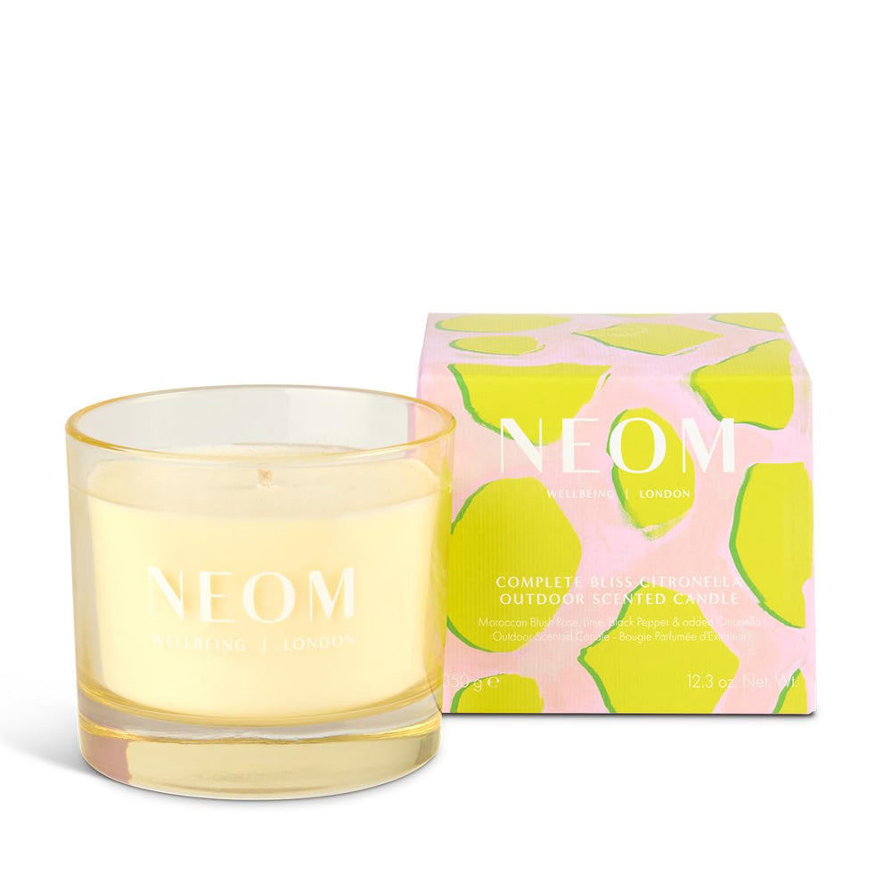 NEOM Complete Bliss Citronella Outdoor Candle with 1 wick for patio ambience