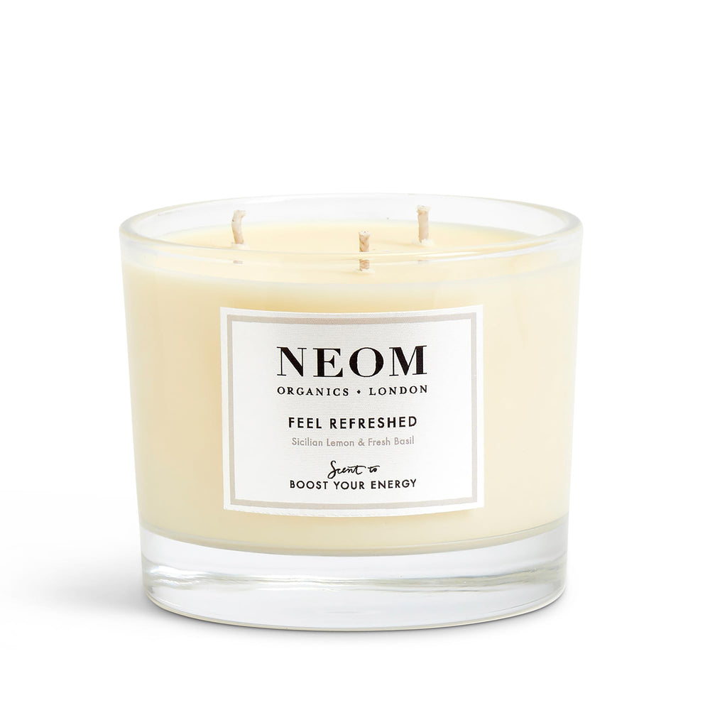 Neom Feel Refreshed wick trimmed to optimize burn