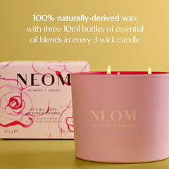 NEOM It's All Rosy Candle packaging ready for gifting.